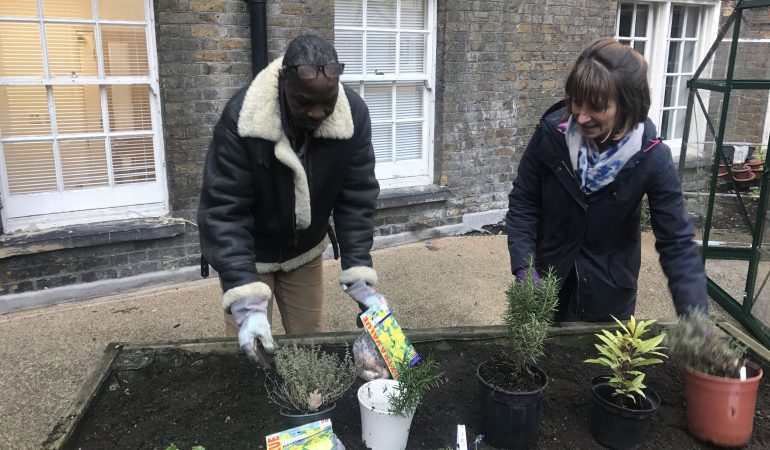 Customer planting vegetables